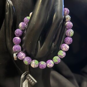 Nogu Purple and Green Beaded Bracelet by